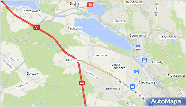 mapa Rzeczyce gmina Rudziniec, Rzeczyce gmina Rudziniec na mapie Targeo