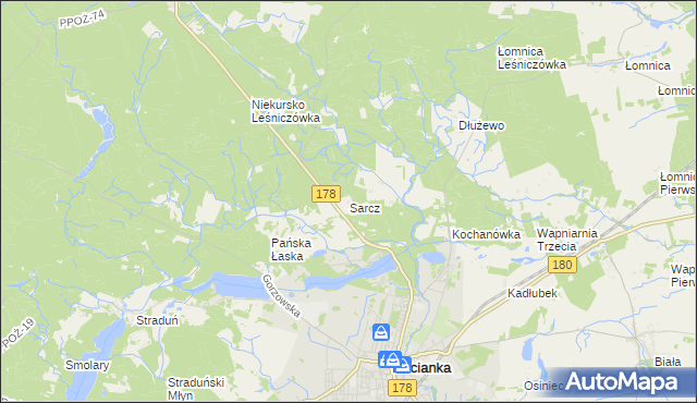 mapa Sarcz, Sarcz na mapie Targeo