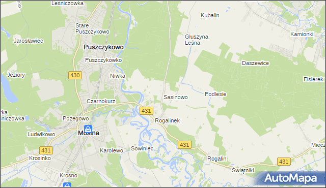 mapa Sasinowo, Sasinowo na mapie Targeo