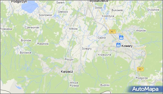 mapa Ściegny, Ściegny na mapie Targeo