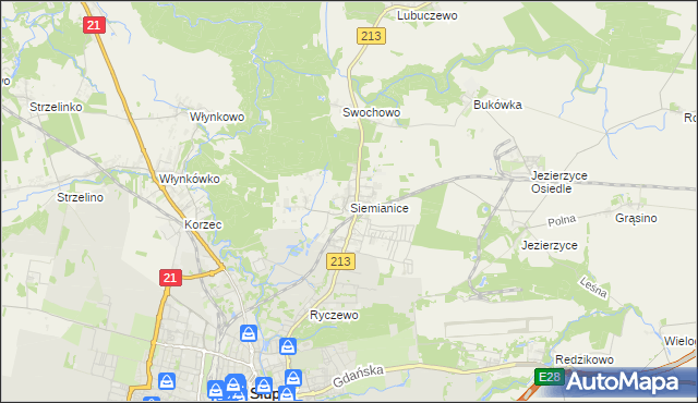 mapa Siemianice gmina Słupsk, Siemianice gmina Słupsk na mapie Targeo