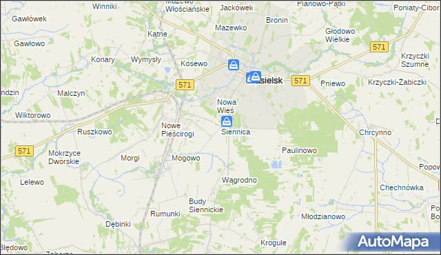 mapa Siennica gmina Nasielsk, Siennica gmina Nasielsk na mapie Targeo
