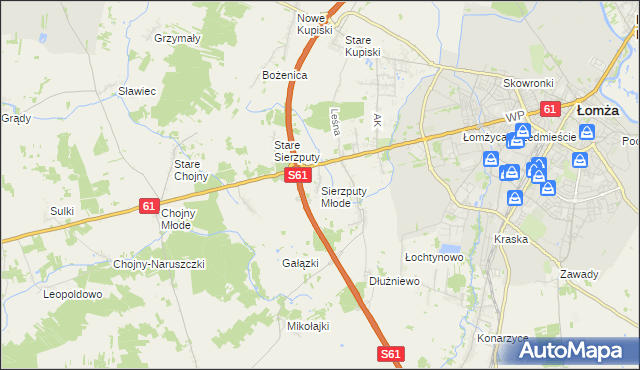 mapa Sierzputy Młode, Sierzputy Młode na mapie Targeo