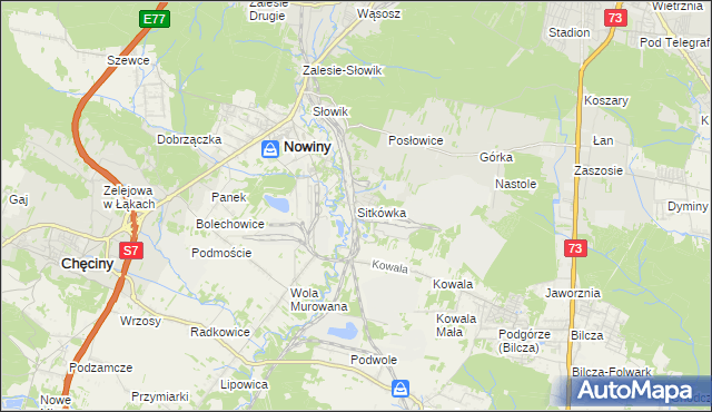 mapa Sitkówka, Sitkówka na mapie Targeo