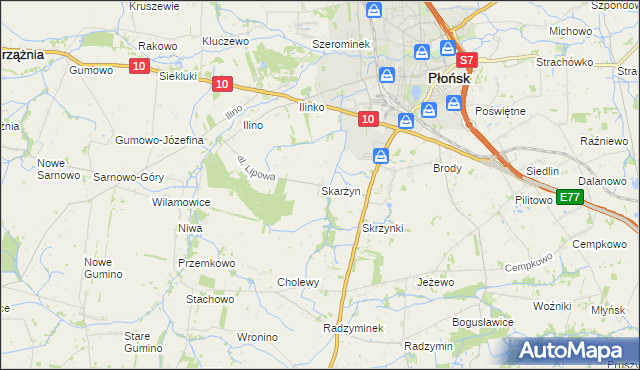 mapa Skarżyn gmina Płońsk, Skarżyn gmina Płońsk na mapie Targeo