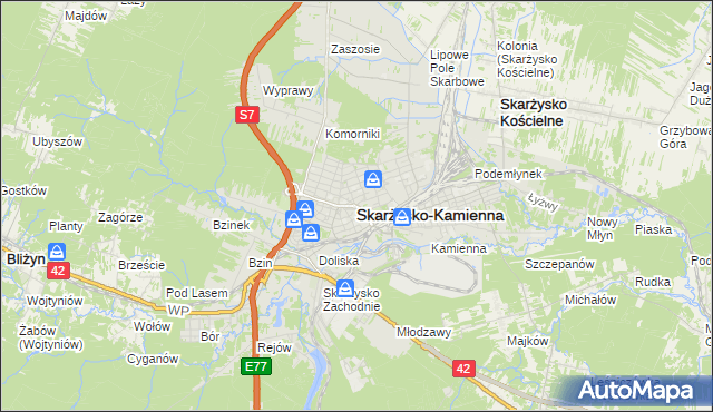 mapa Skarżysko-Kamienna, Skarżysko-Kamienna na mapie Targeo