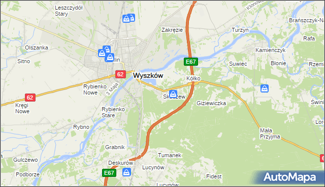 mapa Skuszew, Skuszew na mapie Targeo