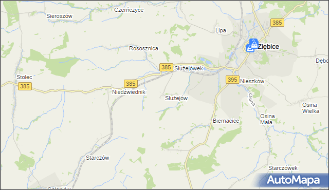 mapa Służejów, Służejów na mapie Targeo