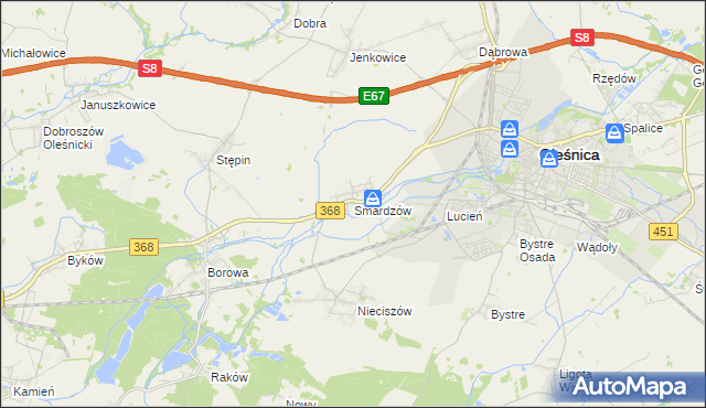 mapa Smardzów gmina Oleśnica, Smardzów gmina Oleśnica na mapie Targeo