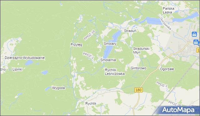 mapa Smolarnia gmina Trzcianka, Smolarnia gmina Trzcianka na mapie Targeo