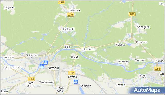 mapa Smolnica gmina Wronki, Smolnica gmina Wronki na mapie Targeo