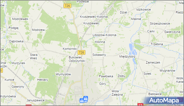 mapa Sobawiny, Sobawiny na mapie Targeo