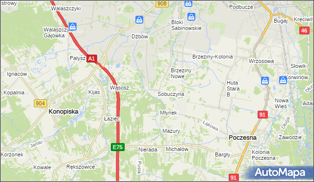 mapa Sobuczyna, Sobuczyna na mapie Targeo
