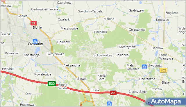 mapa Sokolniki-Las, Sokolniki-Las na mapie Targeo