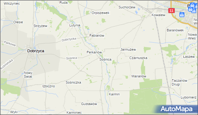 mapa Sośnica gmina Dobrzyca, Sośnica gmina Dobrzyca na mapie Targeo