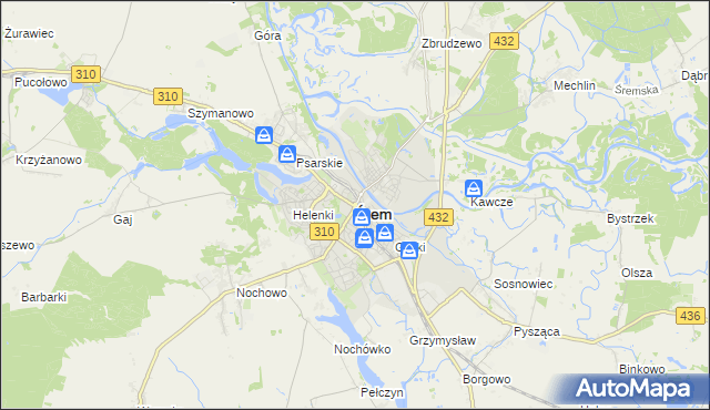 mapa Śrem, Śrem na mapie Targeo