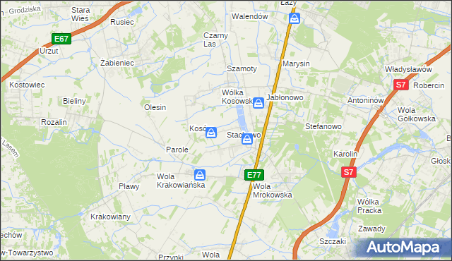mapa Stachowo gmina Lesznowola, Stachowo gmina Lesznowola na mapie Targeo