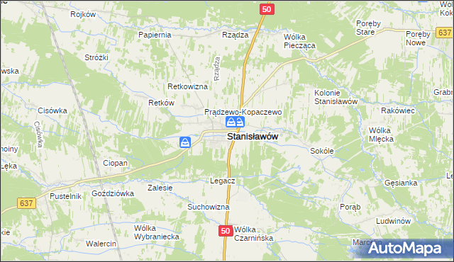 mapa Stanisławów powiat miński, Stanisławów powiat miński na mapie Targeo