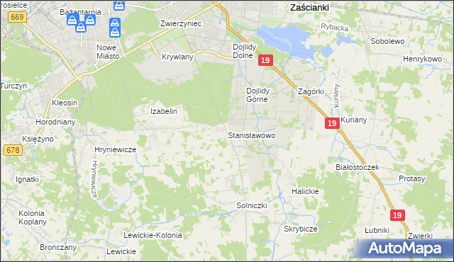mapa Stanisławowo gmina Juchnowiec Kościelny, Stanisławowo gmina Juchnowiec Kościelny na mapie Targeo