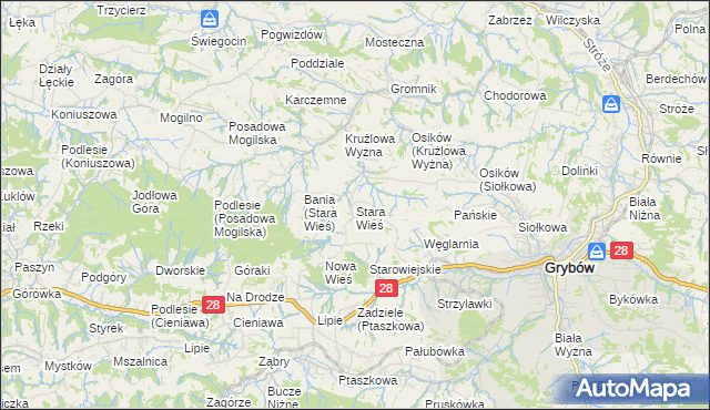 mapa Stara Wieś gmina Grybów, Stara Wieś gmina Grybów na mapie Targeo