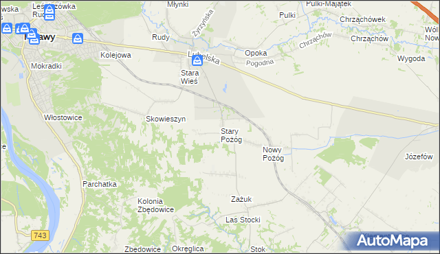 mapa Stary Pożóg, Stary Pożóg na mapie Targeo