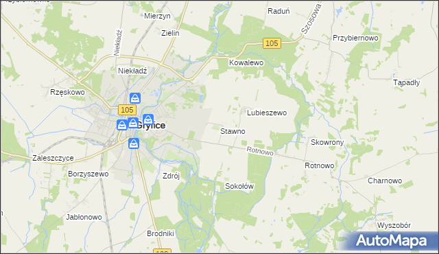 mapa Stawno gmina Gryfice, Stawno gmina Gryfice na mapie Targeo