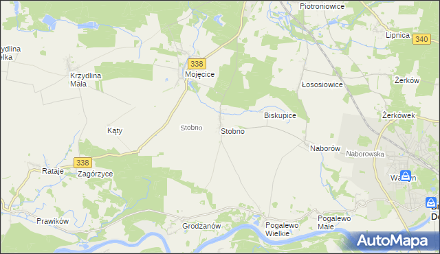 mapa Stobno gmina Wołów, Stobno gmina Wołów na mapie Targeo