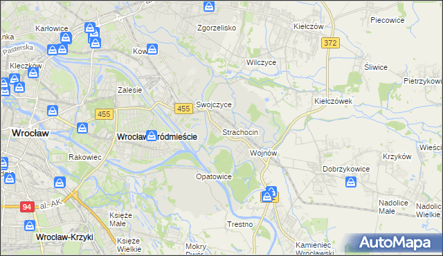 mapa Strachocin gmina Wrocław, Strachocin gmina Wrocław na mapie Targeo