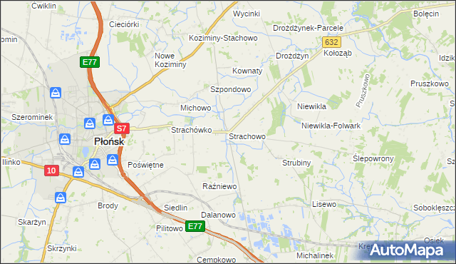 mapa Strachowo, Strachowo na mapie Targeo