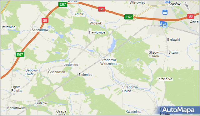 mapa Stradomia Wierzchnia, Stradomia Wierzchnia na mapie Targeo