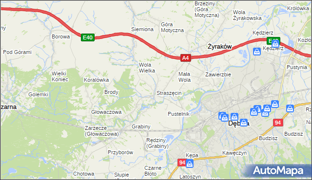 mapa Straszęcin, Straszęcin na mapie Targeo