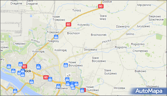 mapa Stróżewko gmina Radzanowo, Stróżewko gmina Radzanowo na mapie Targeo