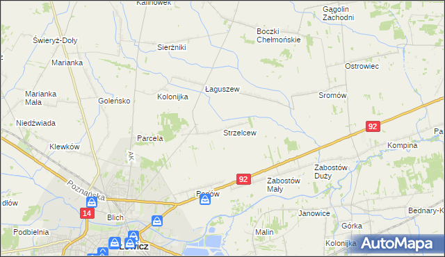 mapa Strzelcew, Strzelcew na mapie Targeo