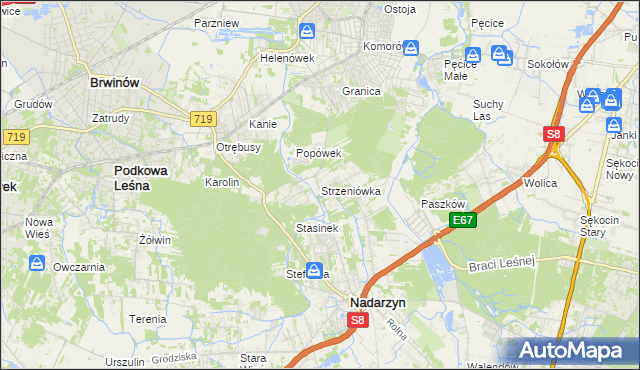 mapa Strzeniówka, Strzeniówka na mapie Targeo