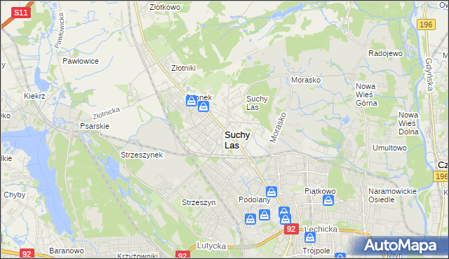 mapa Suchy Las powiat poznański, Suchy Las powiat poznański na mapie Targeo