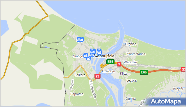 mapa Świnoujście, Świnoujście na mapie Targeo