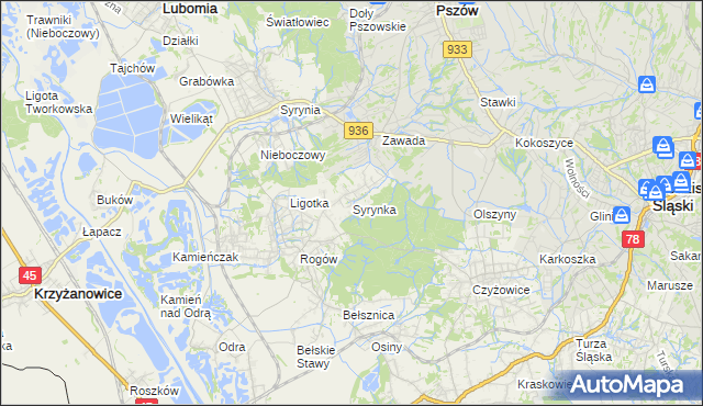 mapa Syrynka, Syrynka na mapie Targeo
