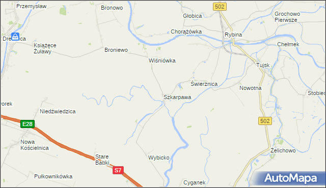 mapa Szkarpawa, Szkarpawa na mapie Targeo