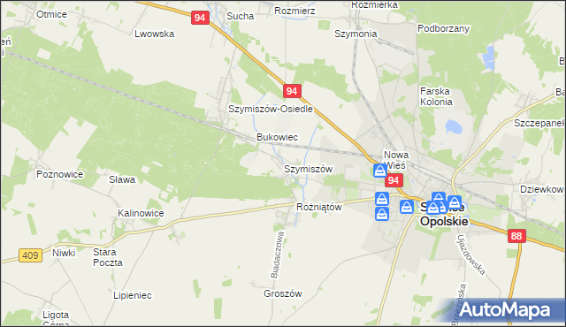 mapa Szymiszów, Szymiszów na mapie Targeo