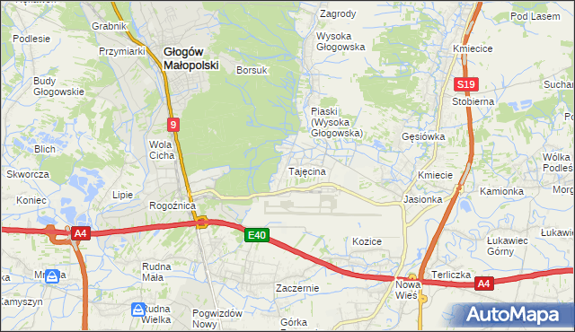 mapa Tajęcina, Tajęcina na mapie Targeo