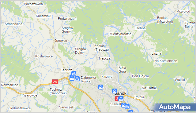 mapa Trepcza, Trepcza na mapie Targeo