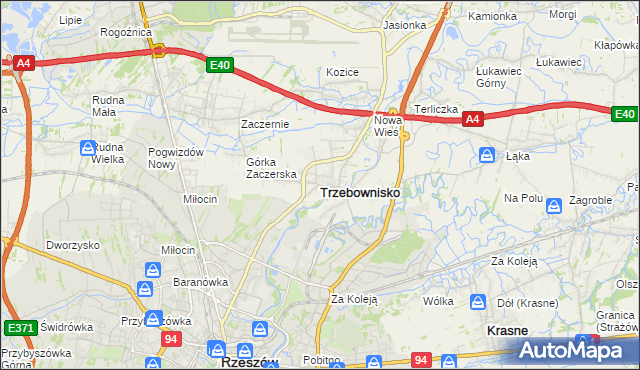 mapa Trzebownisko, Trzebownisko na mapie Targeo