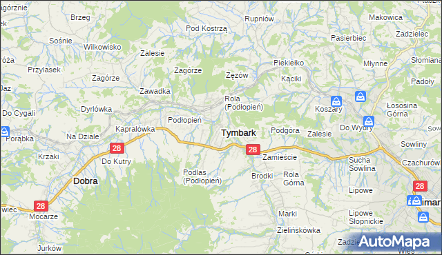 mapa Tymbark, Tymbark na mapie Targeo