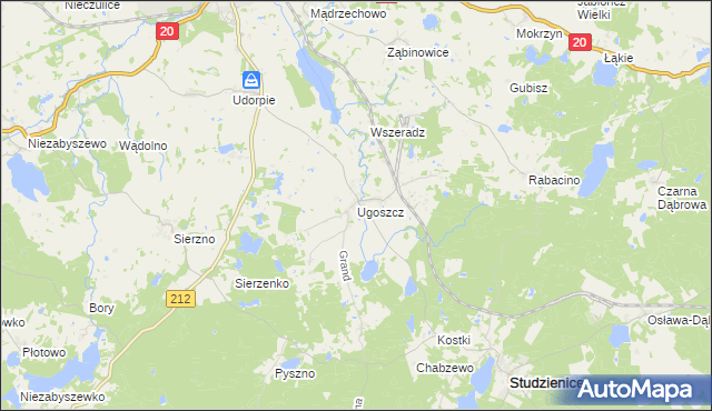mapa Ugoszcz gmina Studzienice, Ugoszcz gmina Studzienice na mapie Targeo