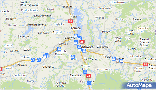 mapa Wadowice, Wadowice na mapie Targeo
