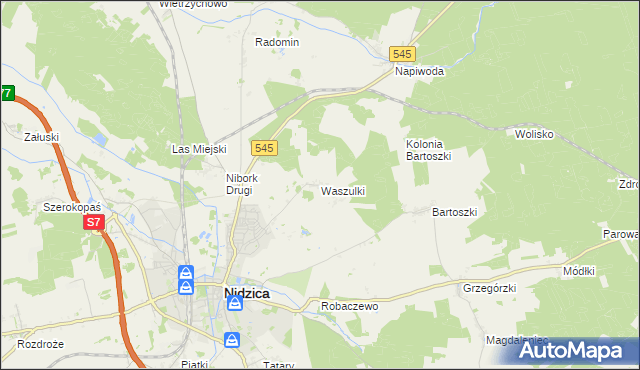 mapa Waszulki, Waszulki na mapie Targeo