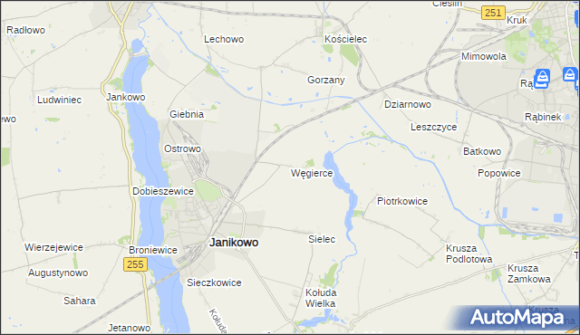 mapa Węgierce gmina Pakość, Węgierce gmina Pakość na mapie Targeo