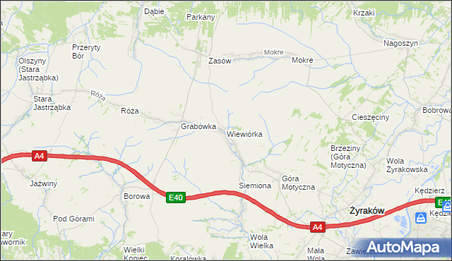 mapa Wiewiórka gmina Żyraków, Wiewiórka gmina Żyraków na mapie Targeo