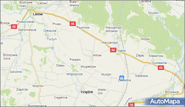 mapa Witów gmina Irządze, Witów gmina Irządze na mapie Targeo