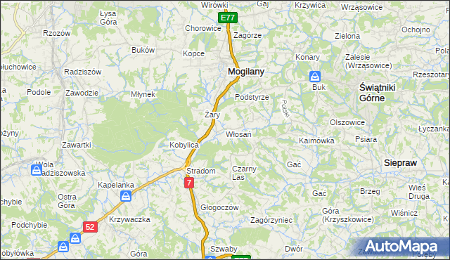 mapa Włosań, Włosań na mapie Targeo